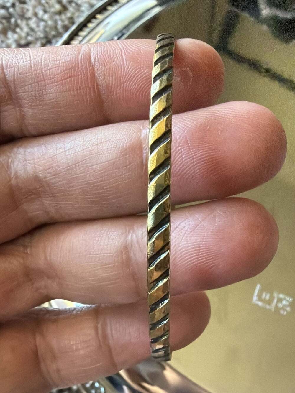 Rose Gold Tone Adjustable Link + vintage brass bangle values~80$